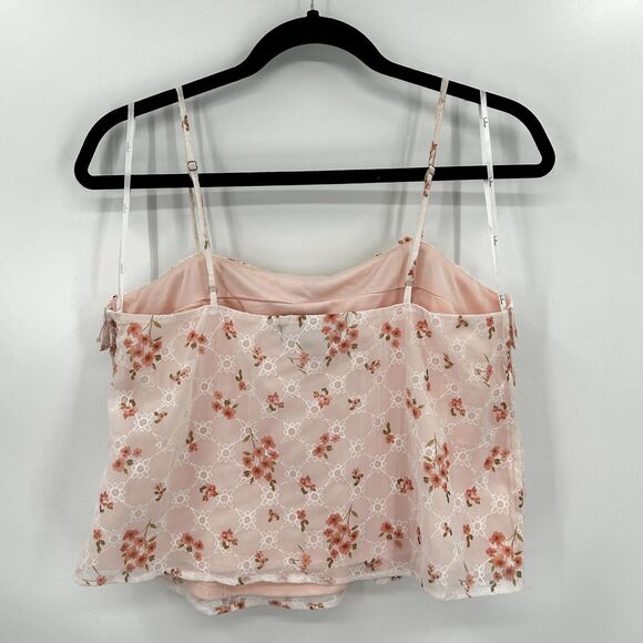 LULUS Sunny Charm Light Pink Floral Eyelet Ruffled Crop Festival Tank Top Medium - Picture 6 of 9